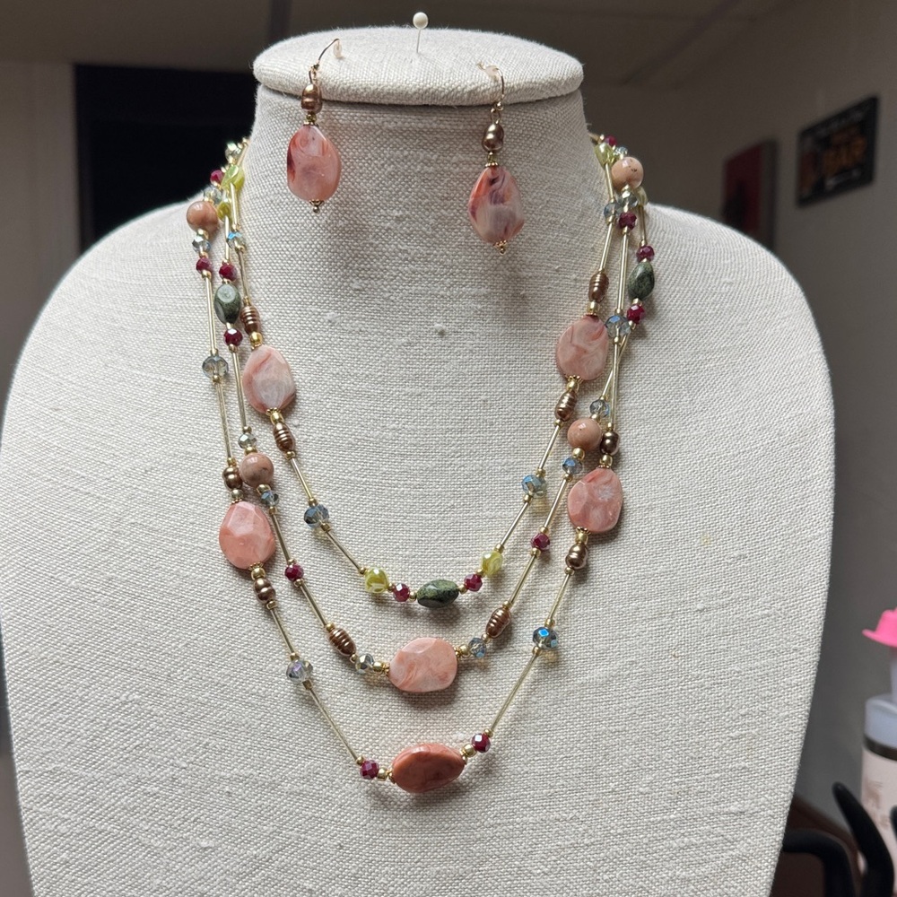 Autumn Aura Layered Necklace and Earrings set